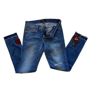 Flying Monkey Skinny Jeans Embroidered Roses 24 🌹